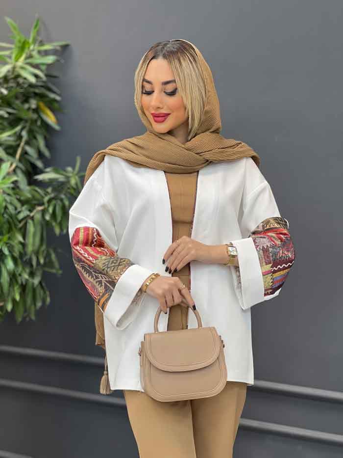 مانتو آستین پاکتی طرح دار کد 4313 — تصویر ۲