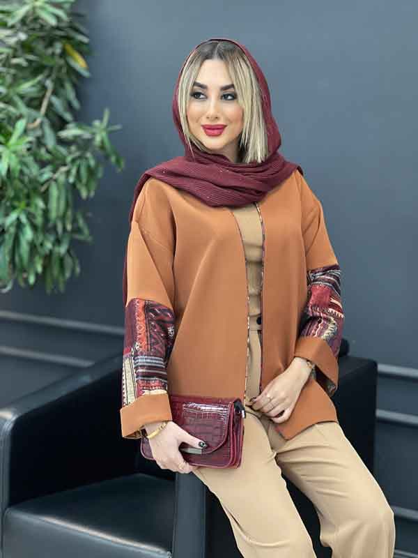 مانتو آستین پاکتی طرح دار کد 4313 — تصویر ۵
