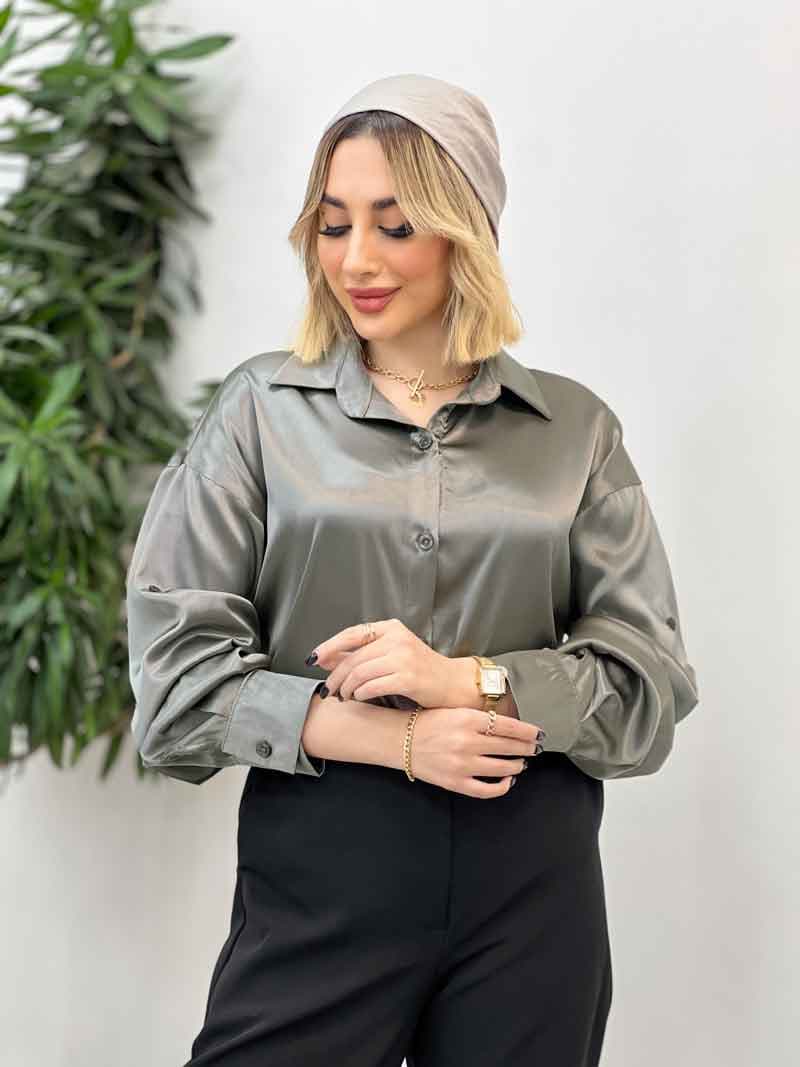 شومیز ساتن سلین کد 4309 — تصویر ۶
