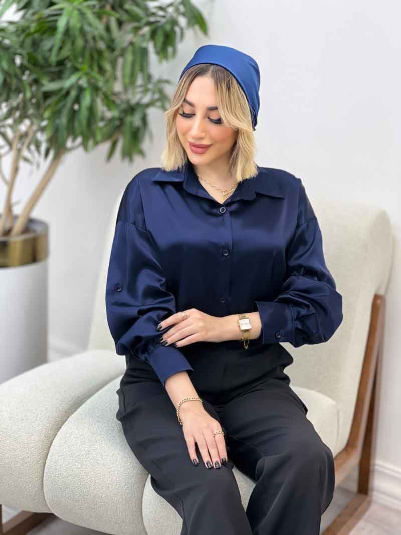 شومیز ساتن سلین کد 4309 — تصویر ۴