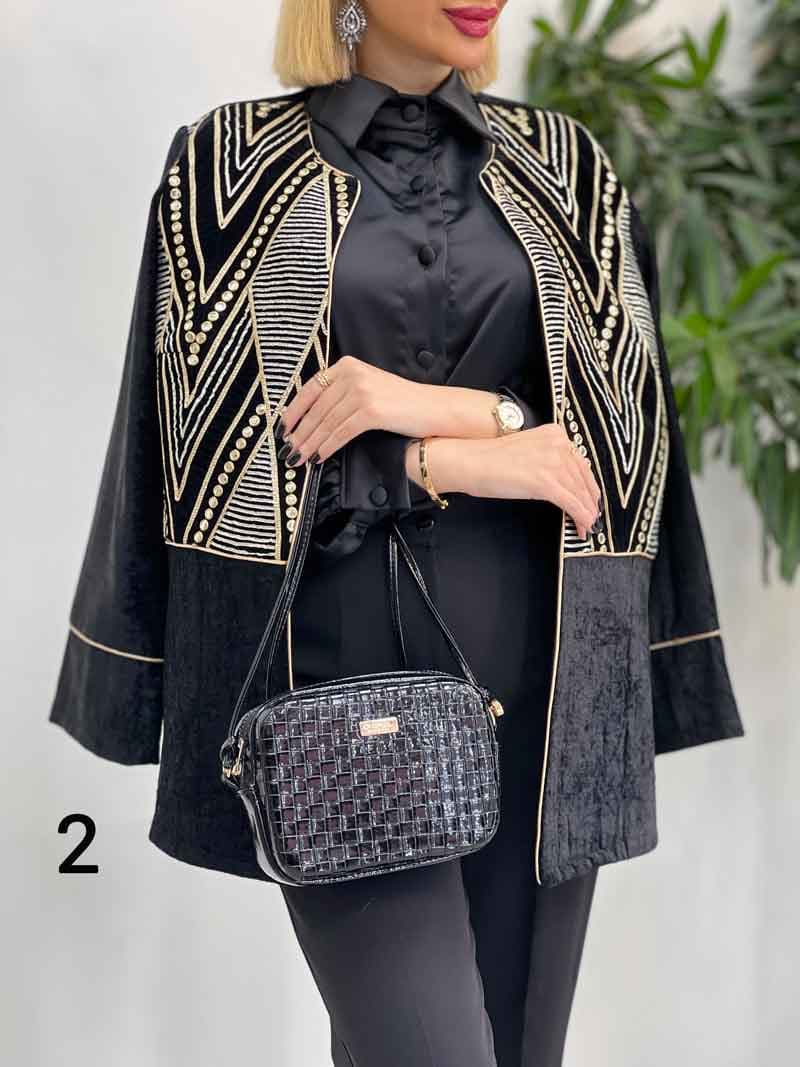 مانتو مخمل گلدوزی کد 4224 — تصویر ۲