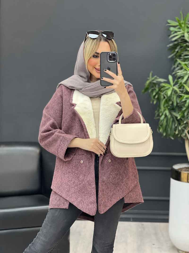 پالتو جیب پرچی یقه خز کد 4153