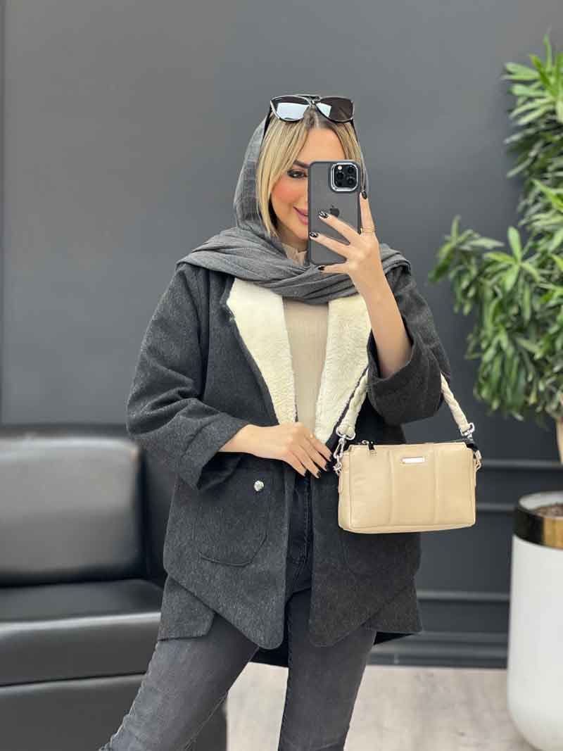 پالتو جیب پرچی یقه خز کد 4153 — تصویر ۵
