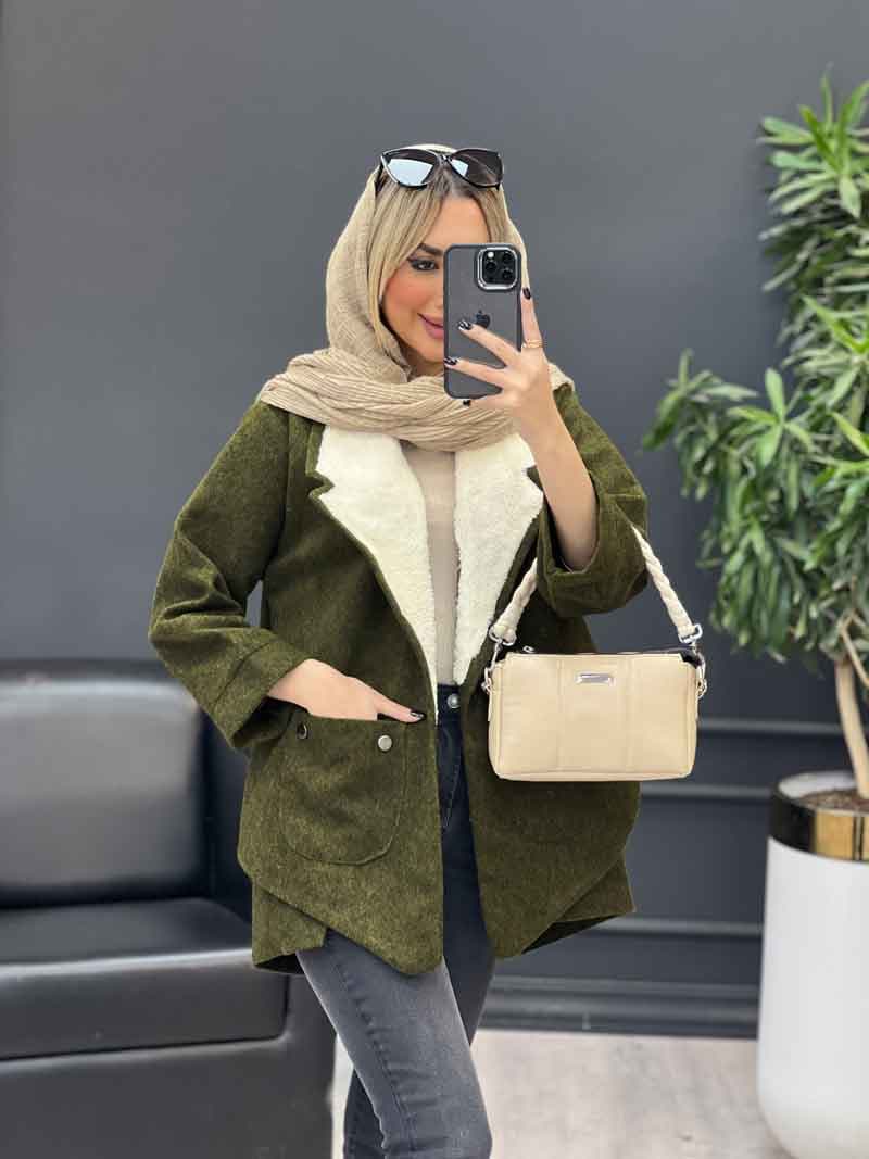 پالتو جیب پرچی یقه خز کد 4153 — تصویر ۶