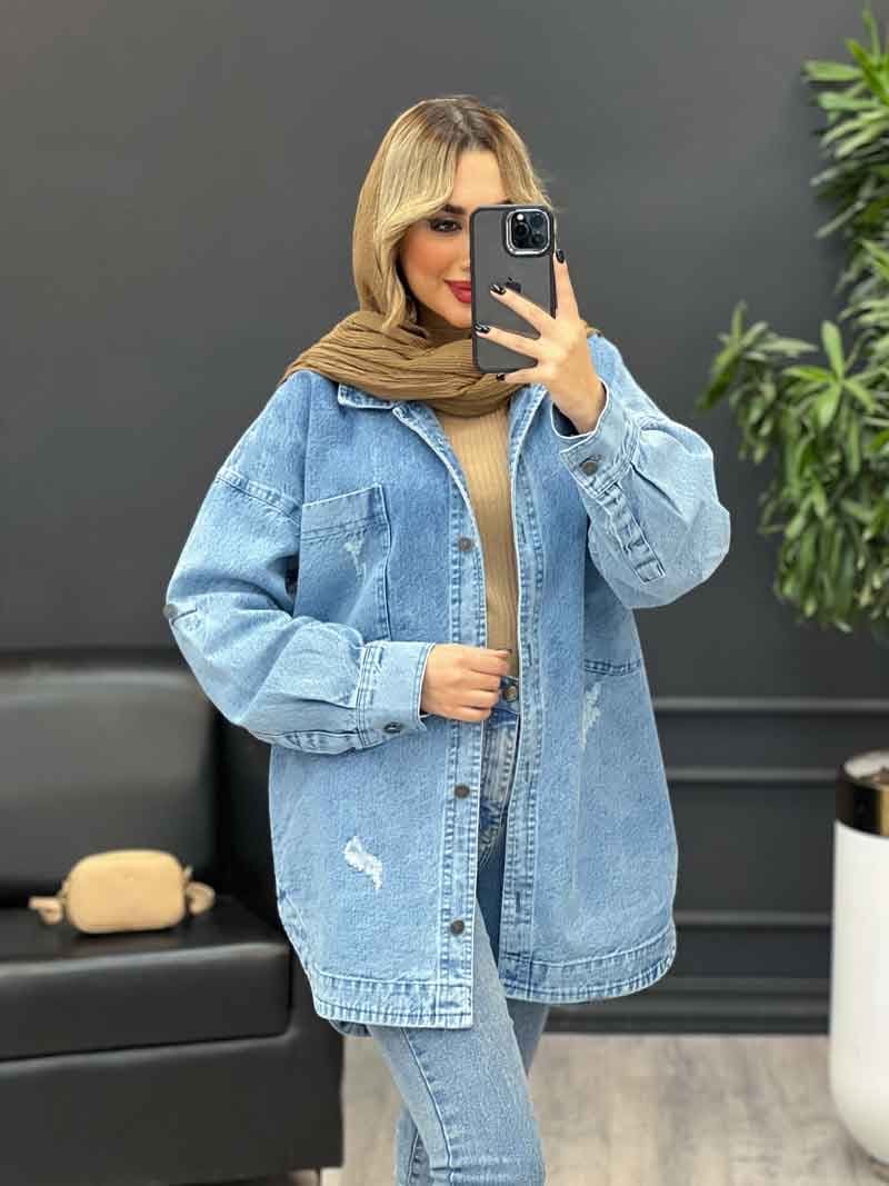 مانتو جین دو جیب کد 4227 — تصویر ۳