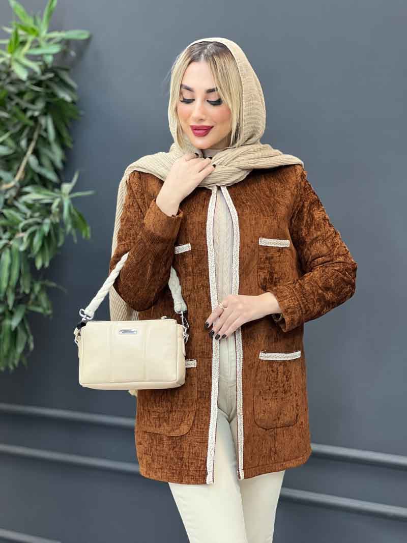 مانتو مخمل نوار دوزی کد 4228 — تصویر ۲