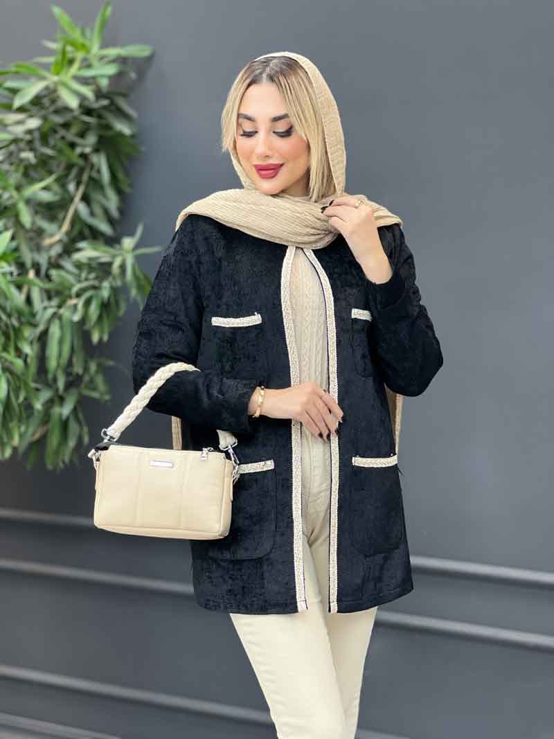 مانتو مخمل نوار دوزی کد 4228 — تصویر ۸