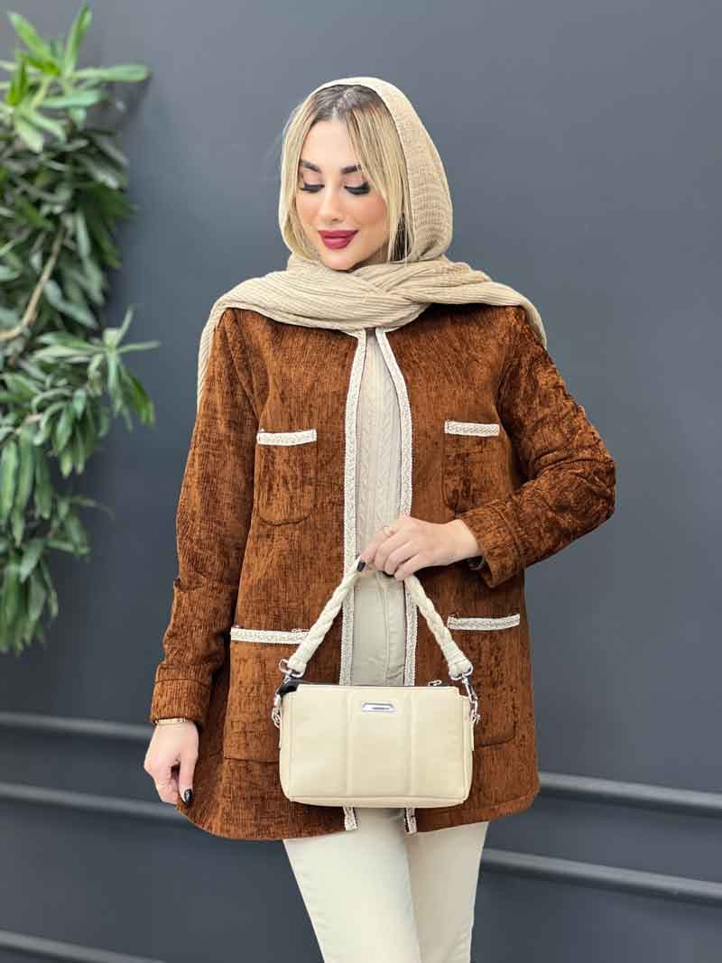 مانتو مخمل نوار دوزی کد 4228 — تصویر ۶