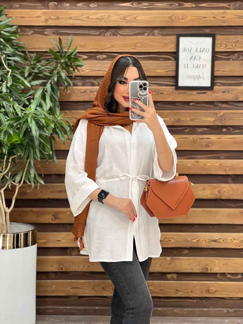 مانتو کرسپو کمرگت دار کد 3210 — تصویر ۲