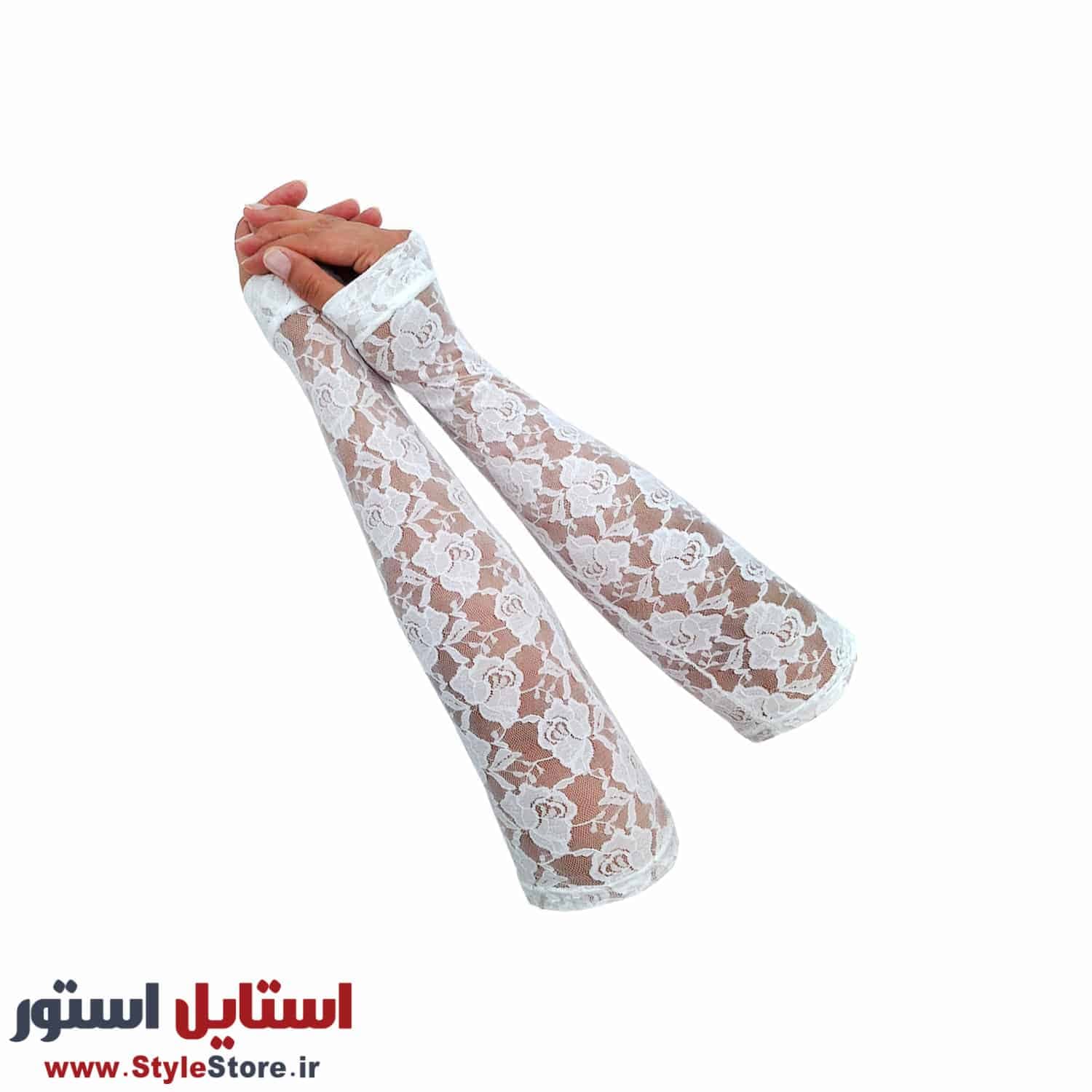 ساق دست زنانه سیلکا مدل گیپور بلند رنگ سفید — تصویر ۴