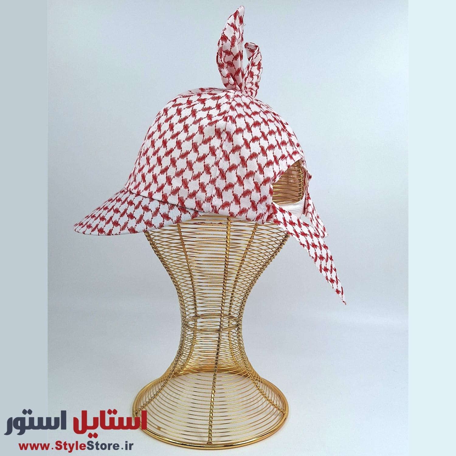 نقاب آفتابگیر دخترانه مدل فرکانسی رنگ قرمز — تصویر ۲