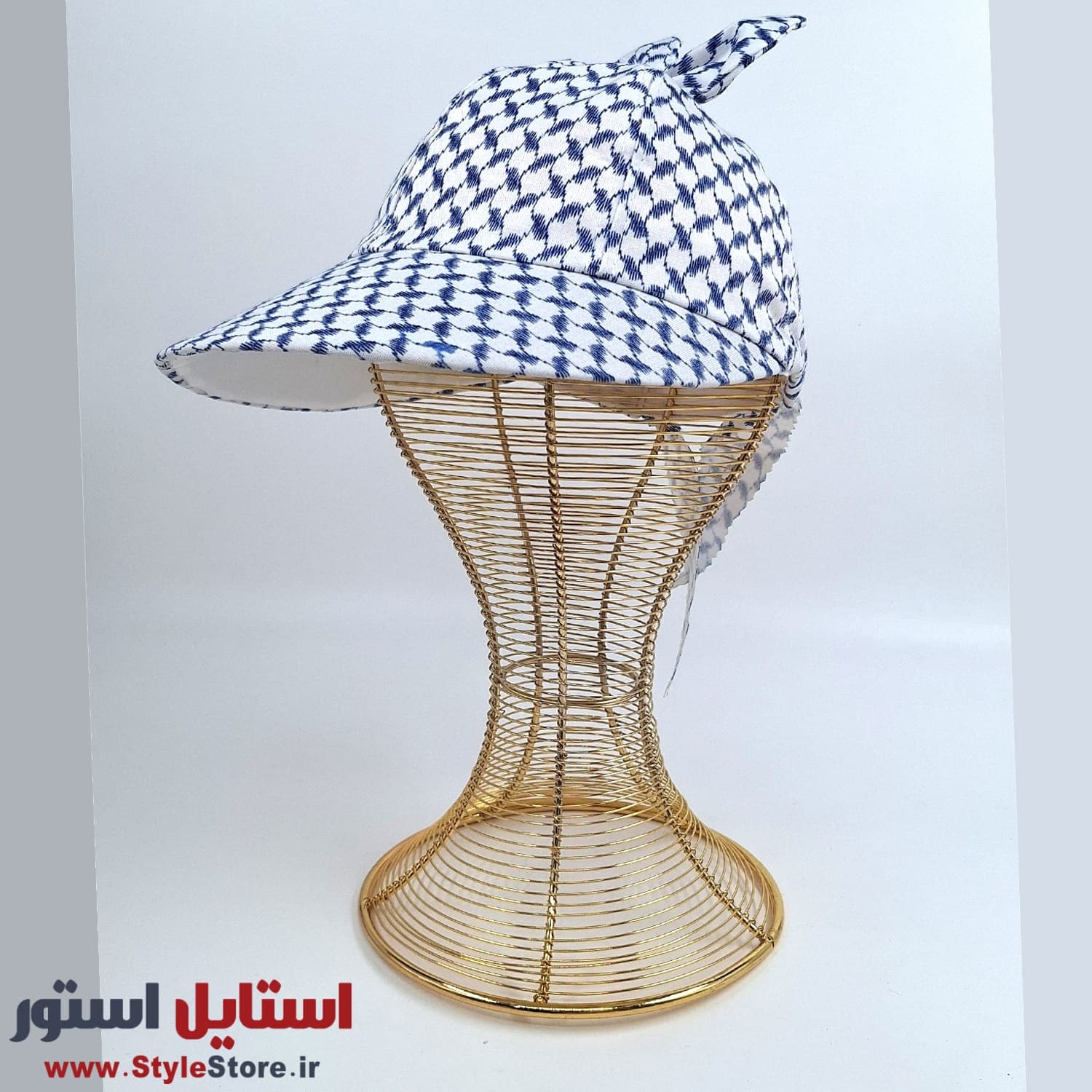 کلاه آفتابگیر دخترانه مدل فرکانسی رنگ آبی — تصویر ۳