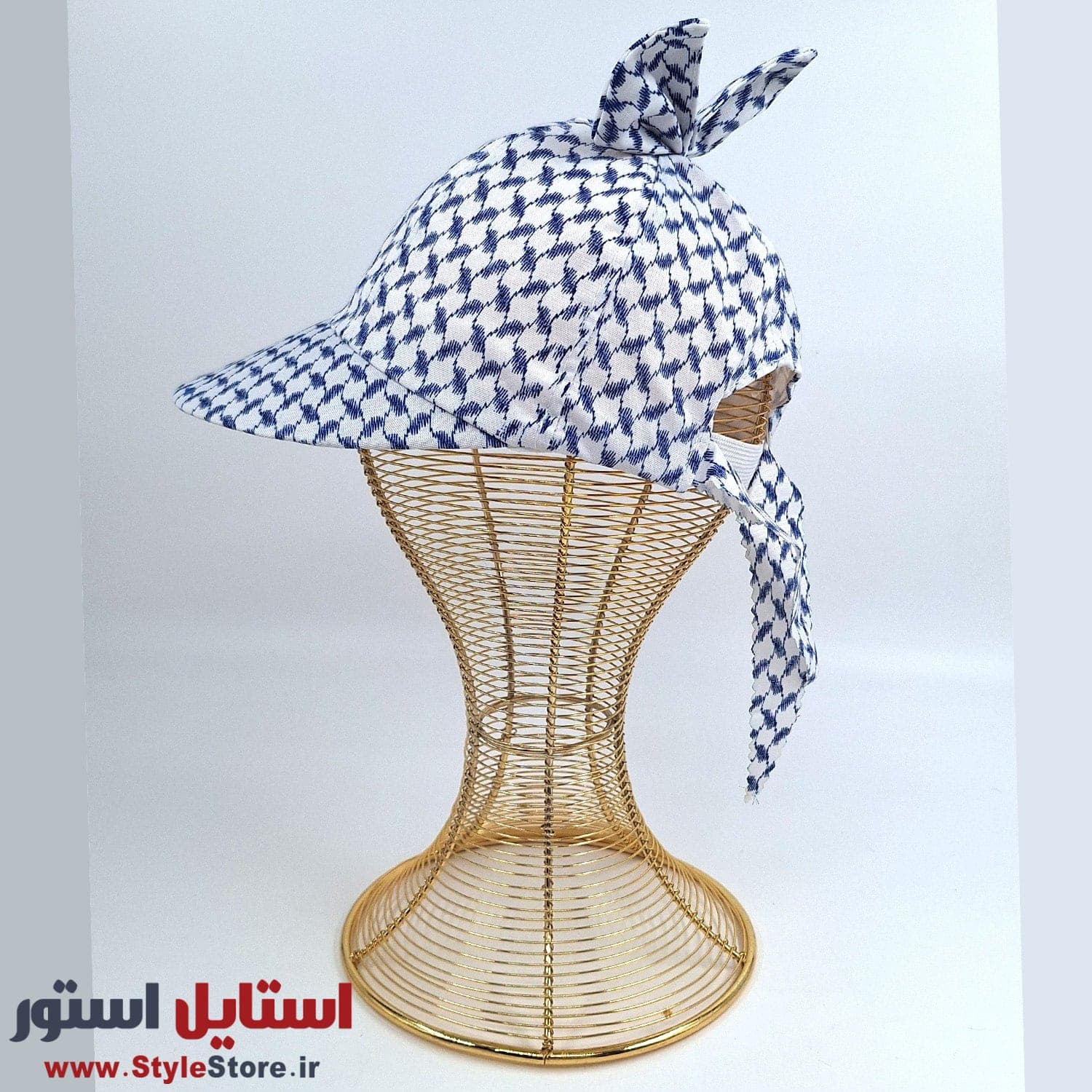 کلاه آفتابگیر دخترانه مدل فرکانسی رنگ آبی — تصویر ۲
