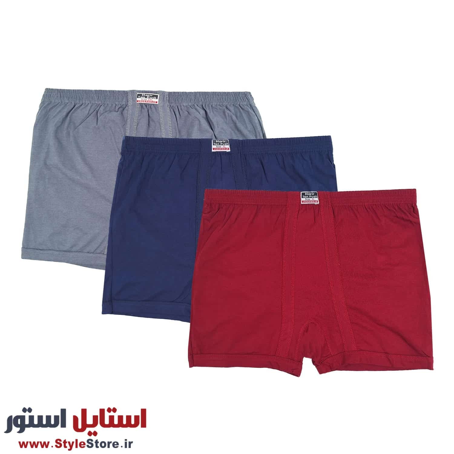 شورت پادار مردانه حریر تن پوش کد 1360 مجموعه 3 عددی