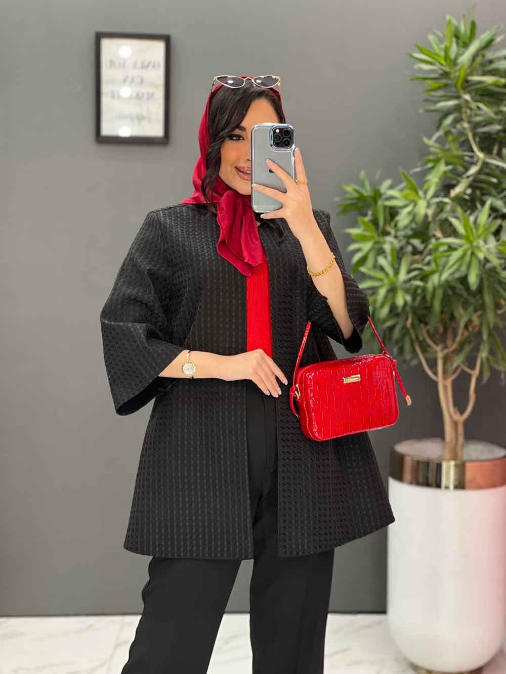 مانتو ژاکارد حصیری یقه گرد کد 2521 — تصویر ۵