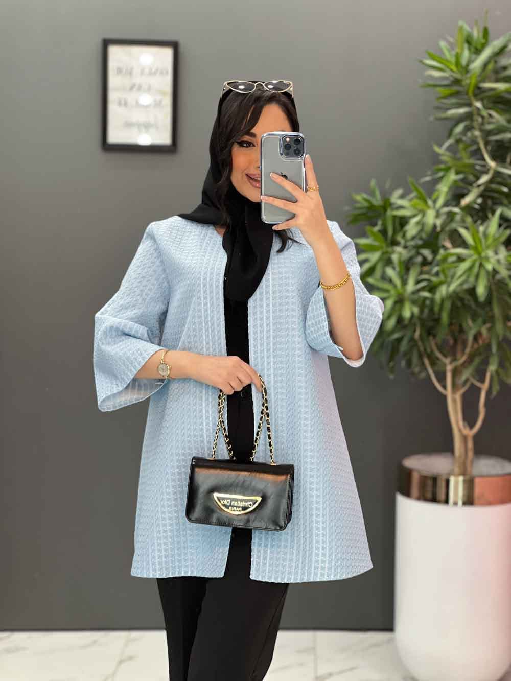 مانتو ژاکارد حصیری یقه گرد کد 2521 — تصویر ۲