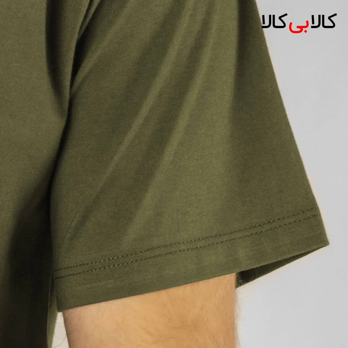 تی شرت سبز ارتشی ساده آستین کوتاه مردانه — تصویر ۴