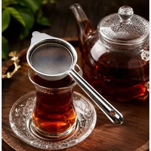 چای صاف کن استیل هندی ، صافی دسته دار استیل ، چای صاف کن توری استیل
