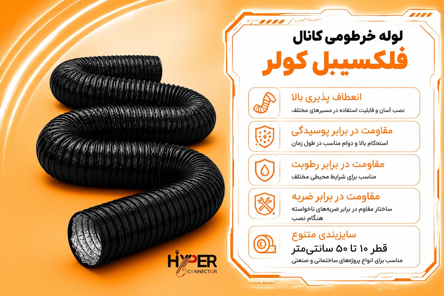 کانال کولر 20 خرطومی فلکسیبل فروش متری