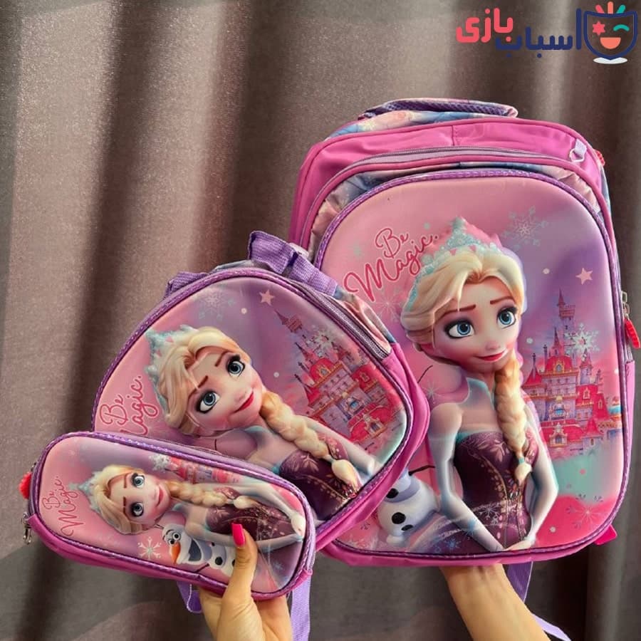 کوله پشتی مدرسه ای سه تکه میکس طرح السا آنا