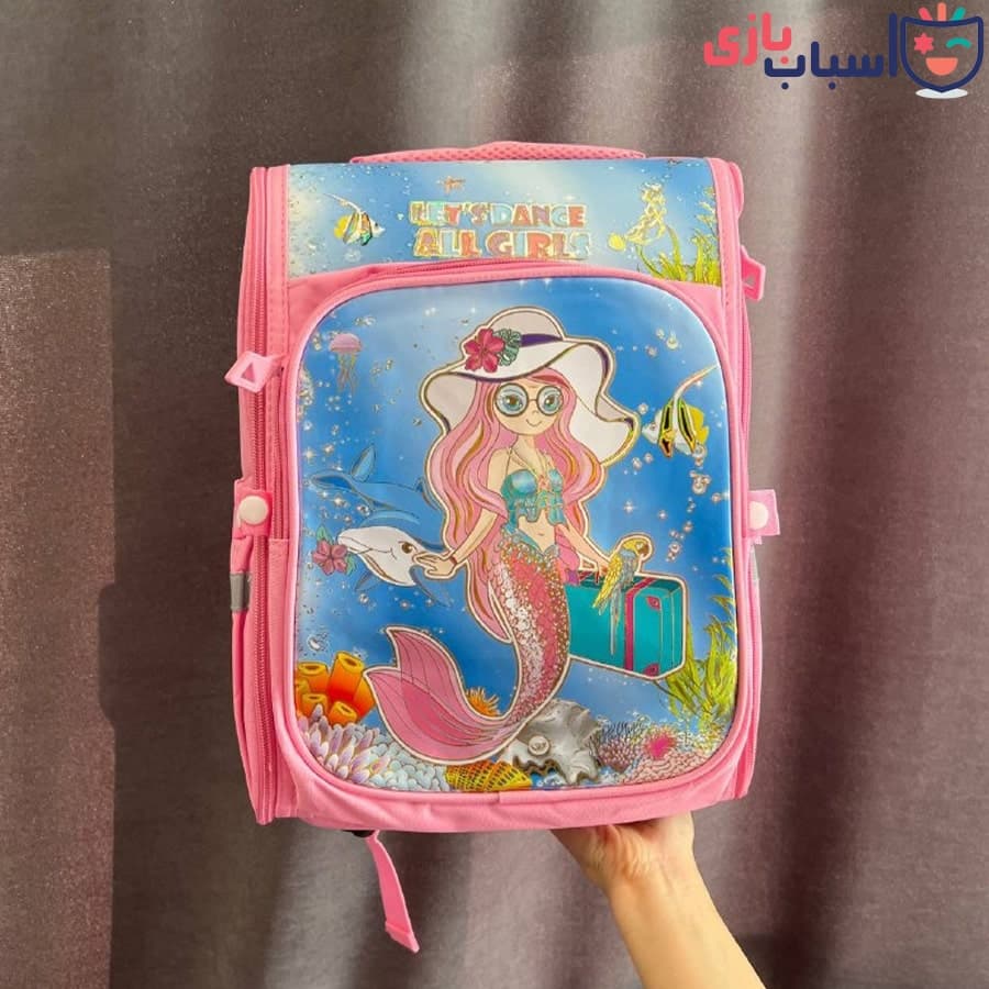 کوله پشتی مدرسه ای صندوقی طرح پری دریایی