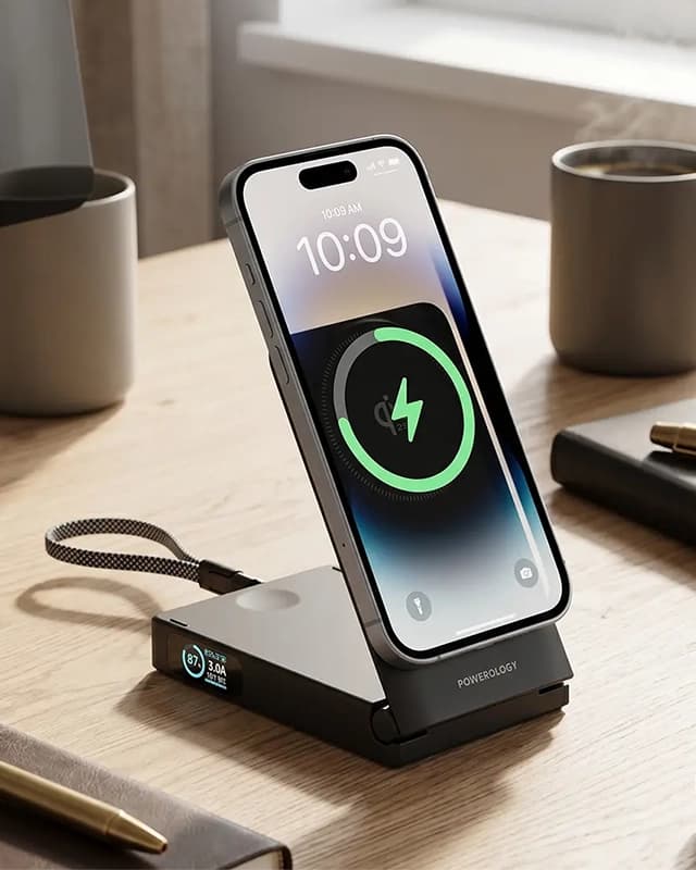 پاوربانک مگ سیف 10000 میلی آمپر پاورولوژی Powerology FlipMag 10000mAh Magsafe Power Bank PPBCHA106BK — تصویر ۴