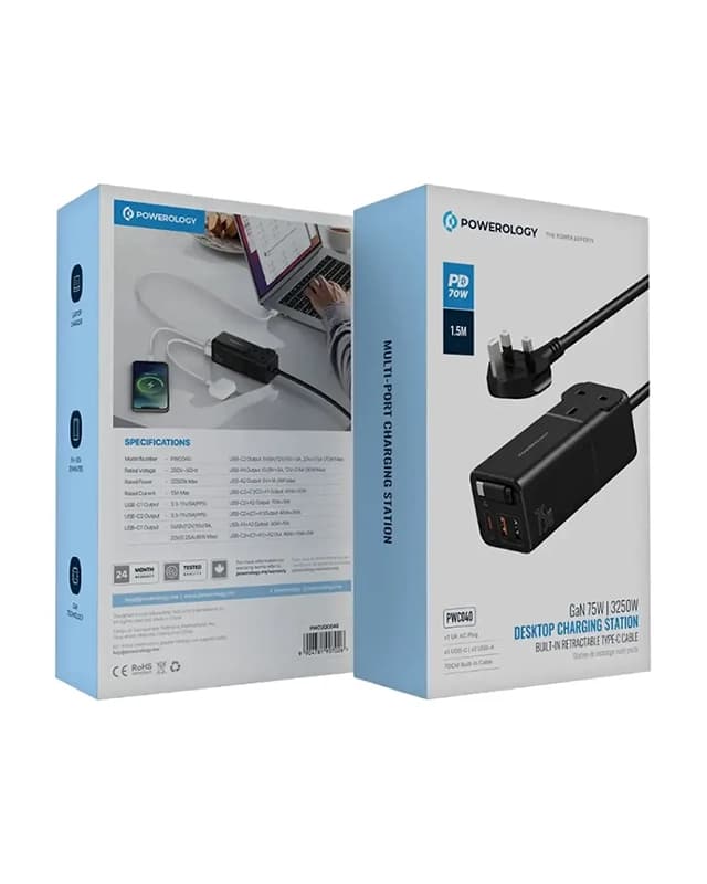 شارژر رومیزی 75 وات پاورولوژی Powerology Desktop Charging Station PWCUQC040 — تصویر ۴