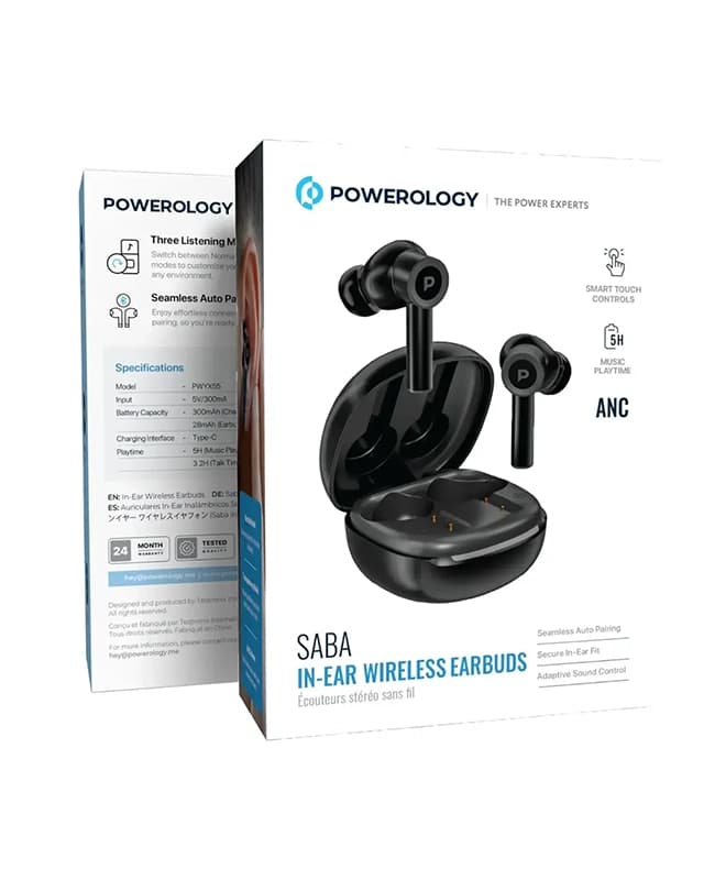 هدفون بی سیم پاورولوژی Powerology Saba Earbuds PWYX55 — تصویر ۴