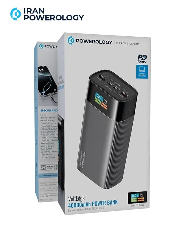 پاوربانک 40000 میلی آمپر پاورولوژی Powerology VoltEdge 40000mAh Power Bank PPBCHA87GY — تصویر ۶