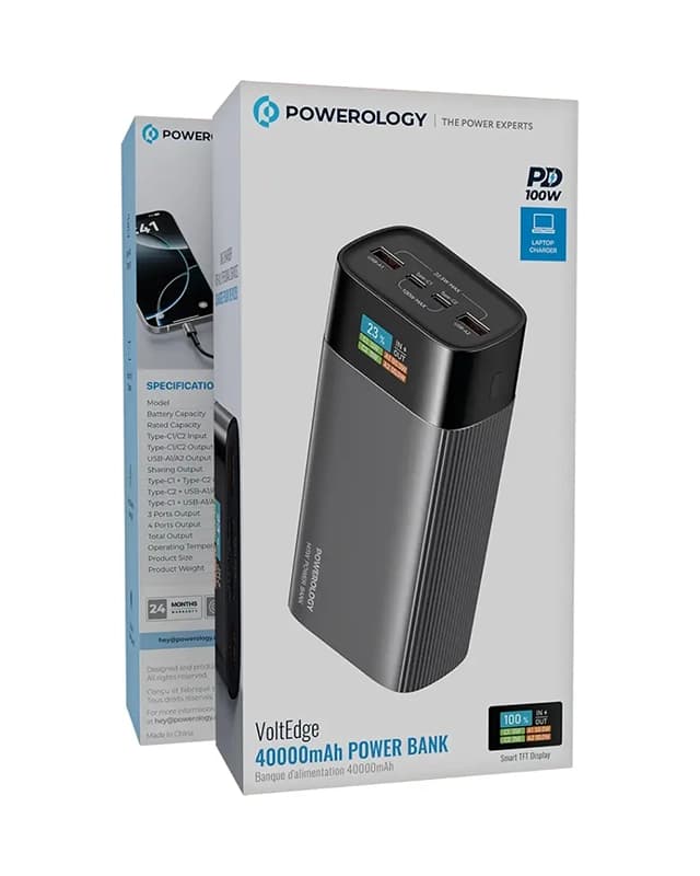 پاوربانک 40000 میلی آمپر پاورولوژی Powerology VoltEdge 40000mAh Power Bank PPBCHA87GY — تصویر ۴