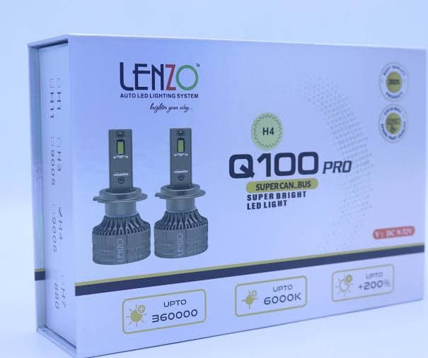 هدلایت لنزو مدل Q100 PRO پایه H7 با شدت نور ۹۰۰۰ لومن