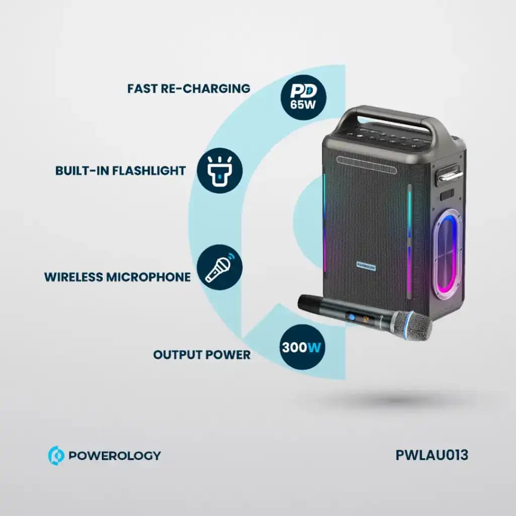 اسپیکر 300 وات پاورولوژی Powerology Party Speaker PW013 — تصویر ۵