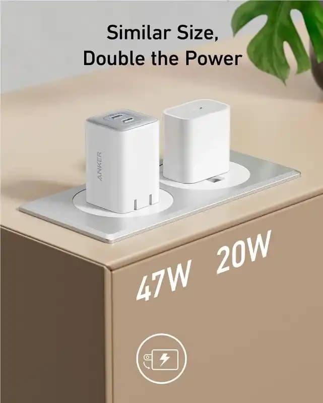 شارژر دیواری 47 وات انکر شارژر انکر Anker Nano 3 47W GaN Charger A2039 دوپین تاشو — تصویر ۵