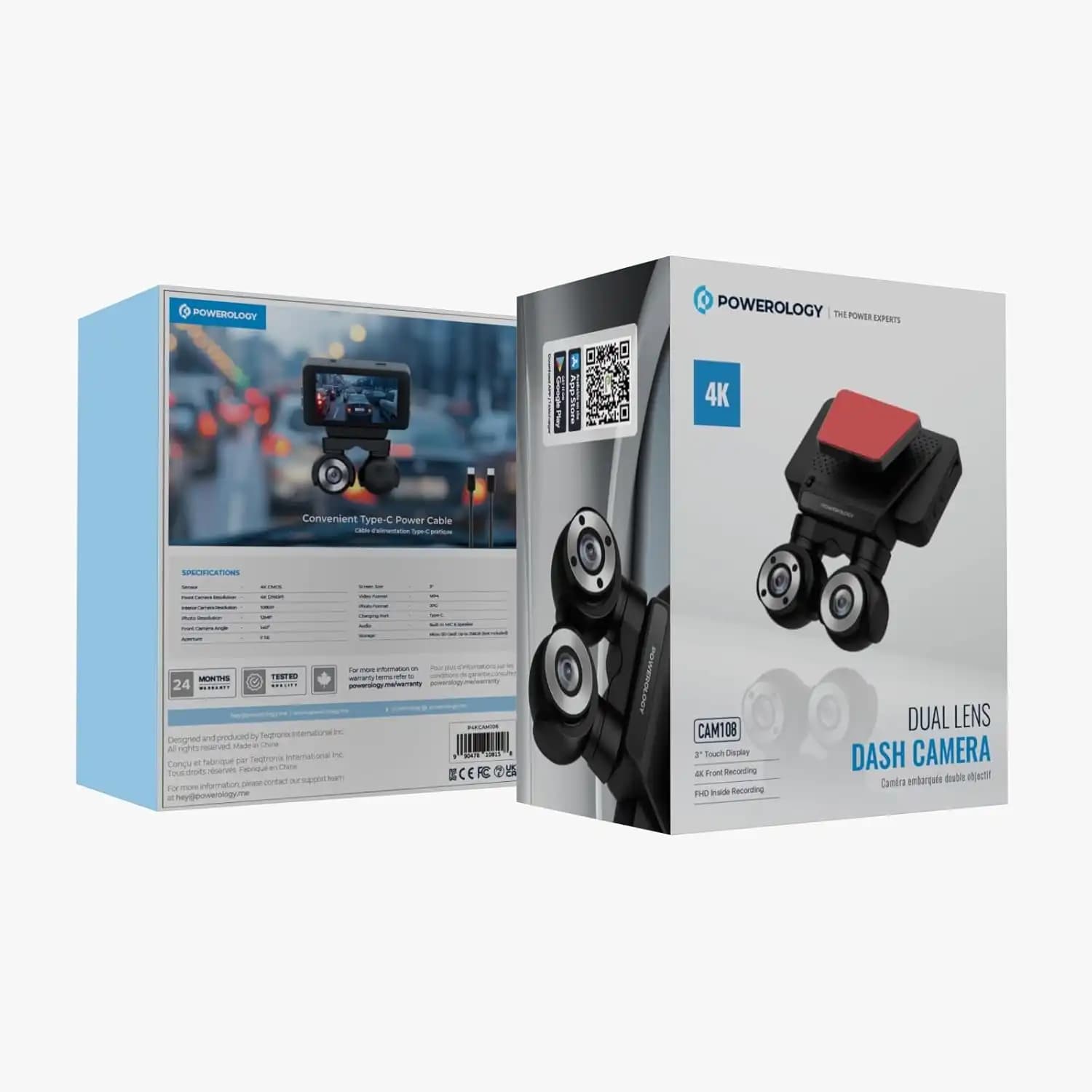 دوربین ثبت وقایع پاورولوژی Powerology Dual Lens Dash Camera CAM108 — تصویر ۲