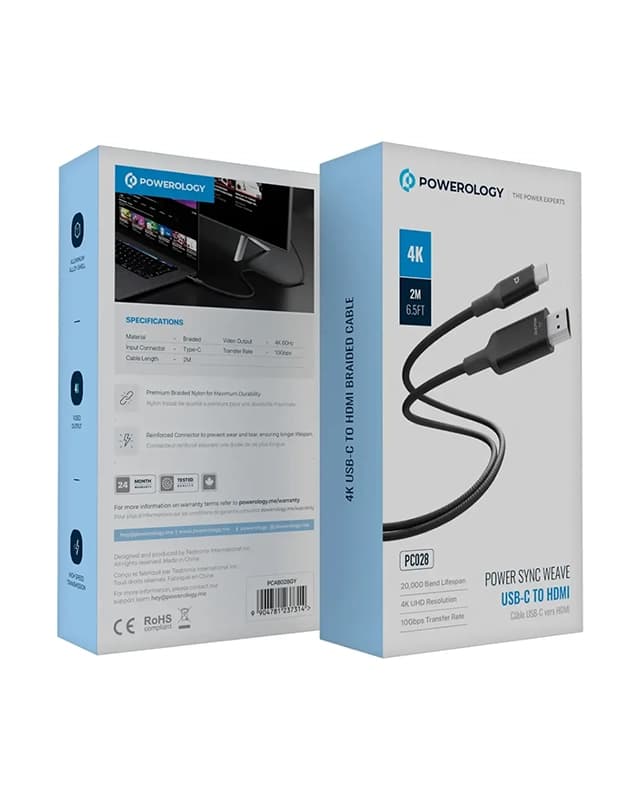 کابل تبدیل USB-C به HDMI پاورولوژی Powerology PowerSync Flex 4K PC028 — تصویر ۴
