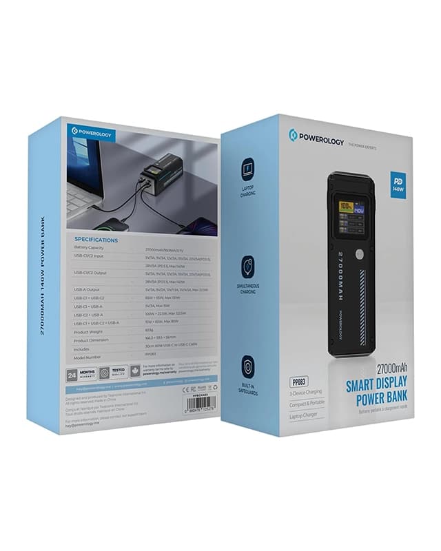 پاوربانک 27000 میلی آمپر پاورولوژی Powerology 27000mAh Power Bank PP083 — تصویر ۴