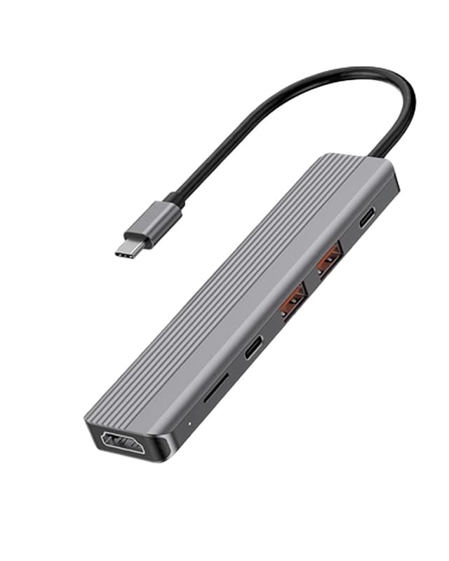 هاب دیتا 6 پورت پاورولوژی Powerology 6-in-1 Slim 4K HDMI USB-C Hub P61HBCGY