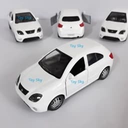 اسباب بازی - ماکت ماشین - تیبا 2 (هاچ بک) - (Hatchback) Tiba 2 - فلزی - عقبکش - دربهای جلو بازشو - رنگ سفید — تصویر ۲