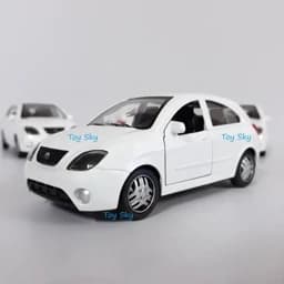 اسباب بازی - ماکت ماشین - تیبا 2 (هاچ بک) - (Hatchback) Tiba 2 - فلزی - عقبکش - دربهای جلو بازشو - رنگ سفید — تصویر ۵