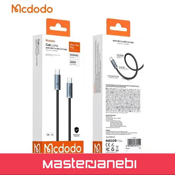 کابل دو سر تایپ سی 240 وات 1.8 متر مک دودو Mcdodo Cab Luma CA-7083 — تصویر ۳