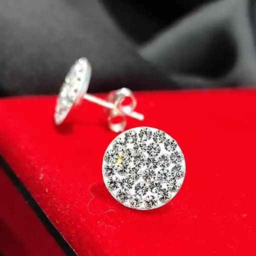 گوشواره نقره 925 خارجی دایره ای شکل و نگین دار
