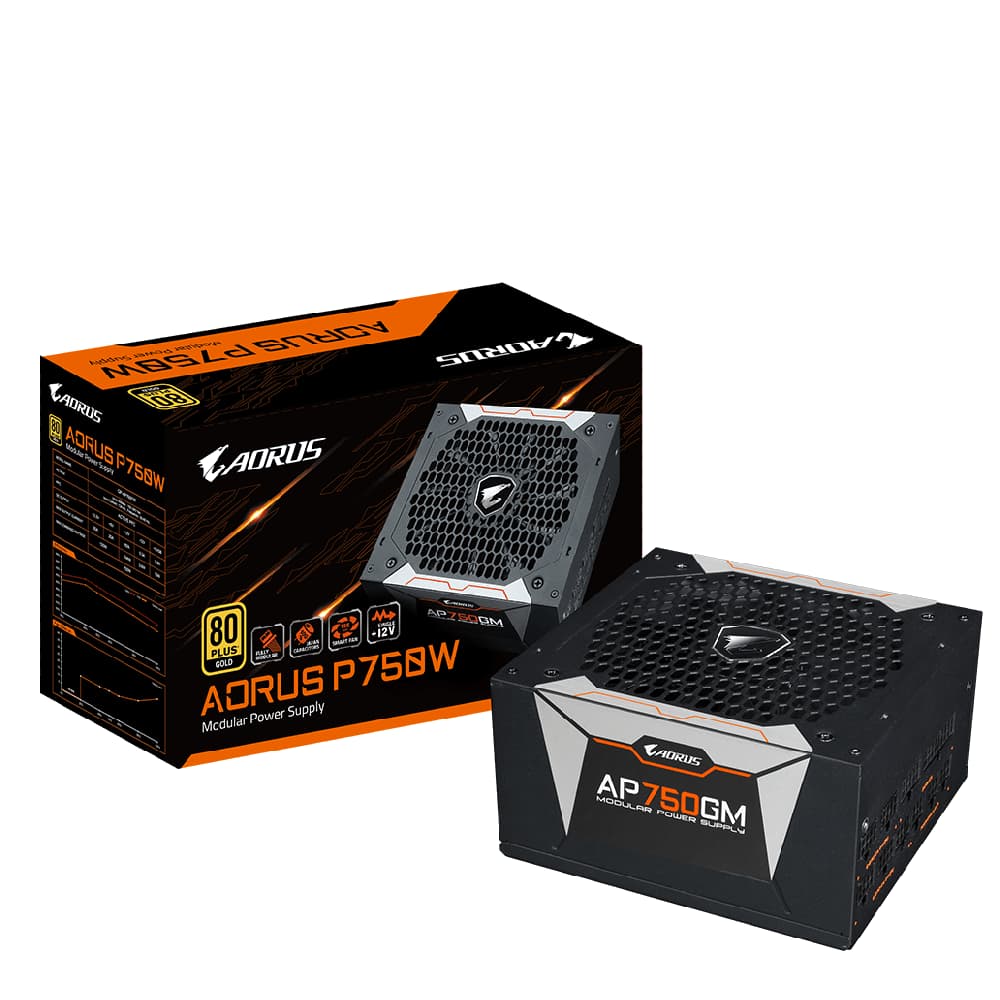 منبع تغذیه کامپیوتر گیگابایت آروس مدل GIGABYTE AORUS AP750GM FULL MADULAR کارکرده