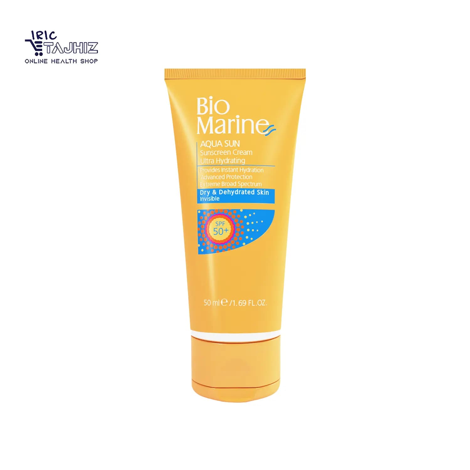 ضد آفتاب بی رنگ پوست خشک بایومارین رطوبت رسان SPF50