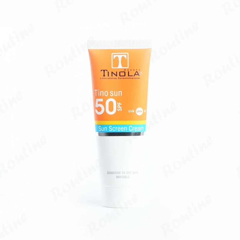 کرم ضد آفتاب بدون رنگ تینولا بیوتی SPF 50 مدل sensitive مناسب پوست‌های خشک و حساس حجم 40 میلی‌لیتر