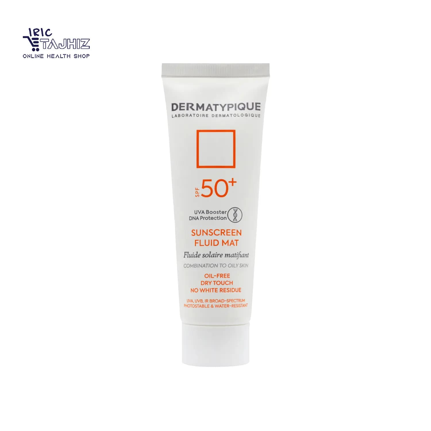 فلوئید ضد آفتاب بی رنگ پوست چرب درماتیپیک +SPF50 حجم 50 میلی لیتر