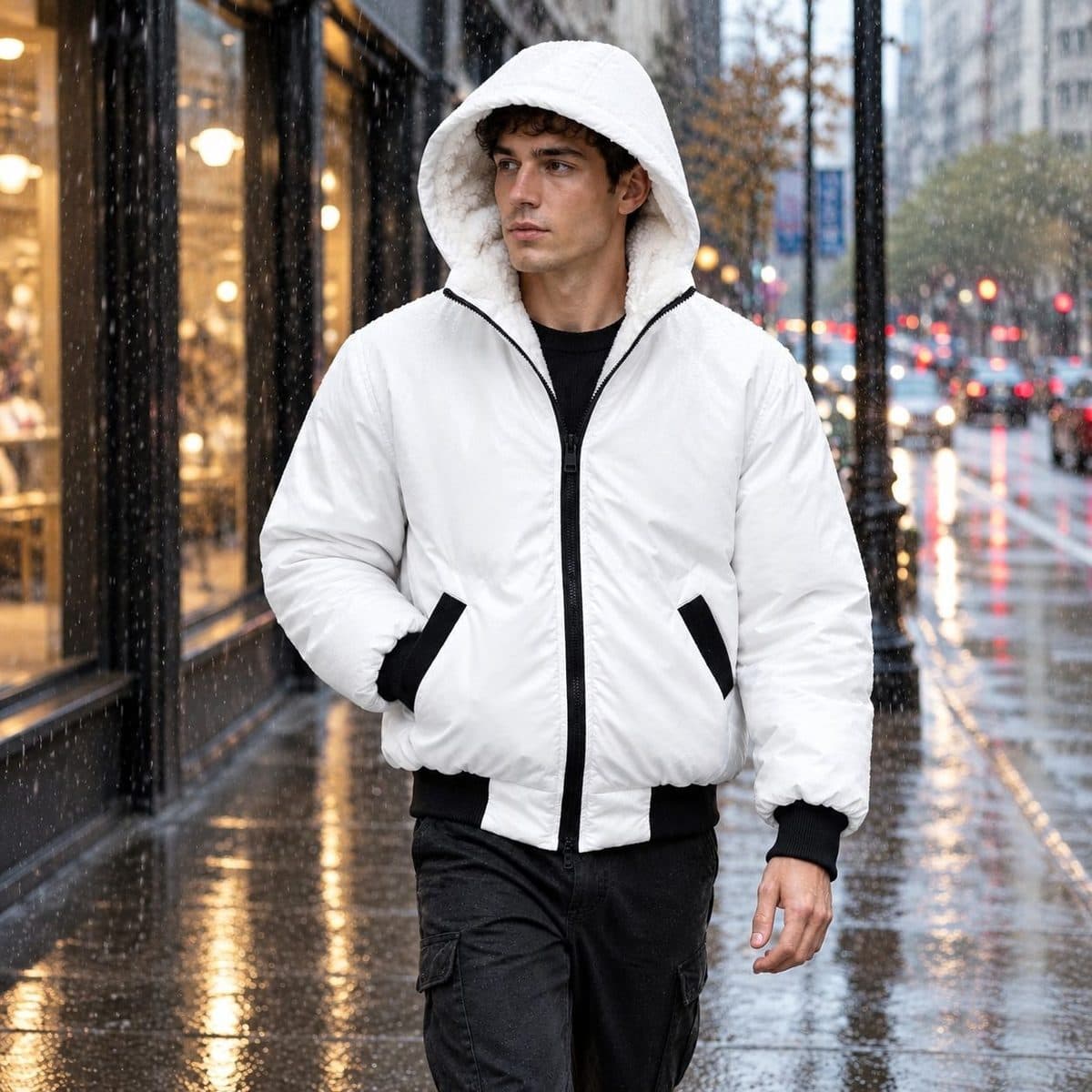 سوییشرت مردانه سفید داخل تمام خز مدل adidas — تصویر ۲