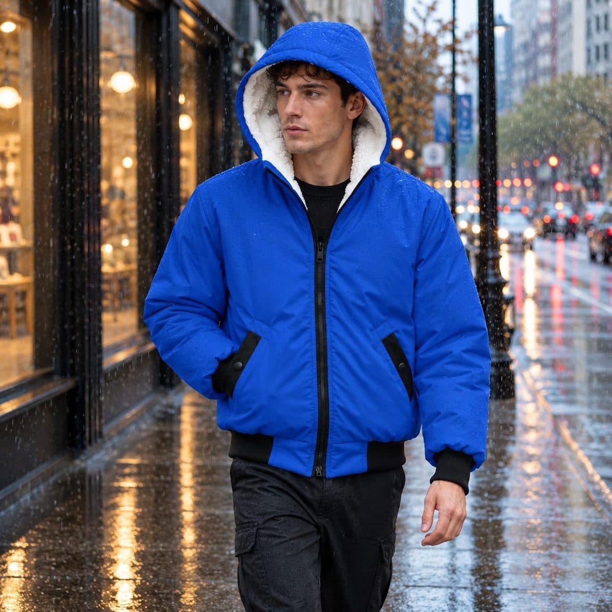 سوییشرت مردانه آبی داخل تمام خز مدل adidas — تصویر ۲