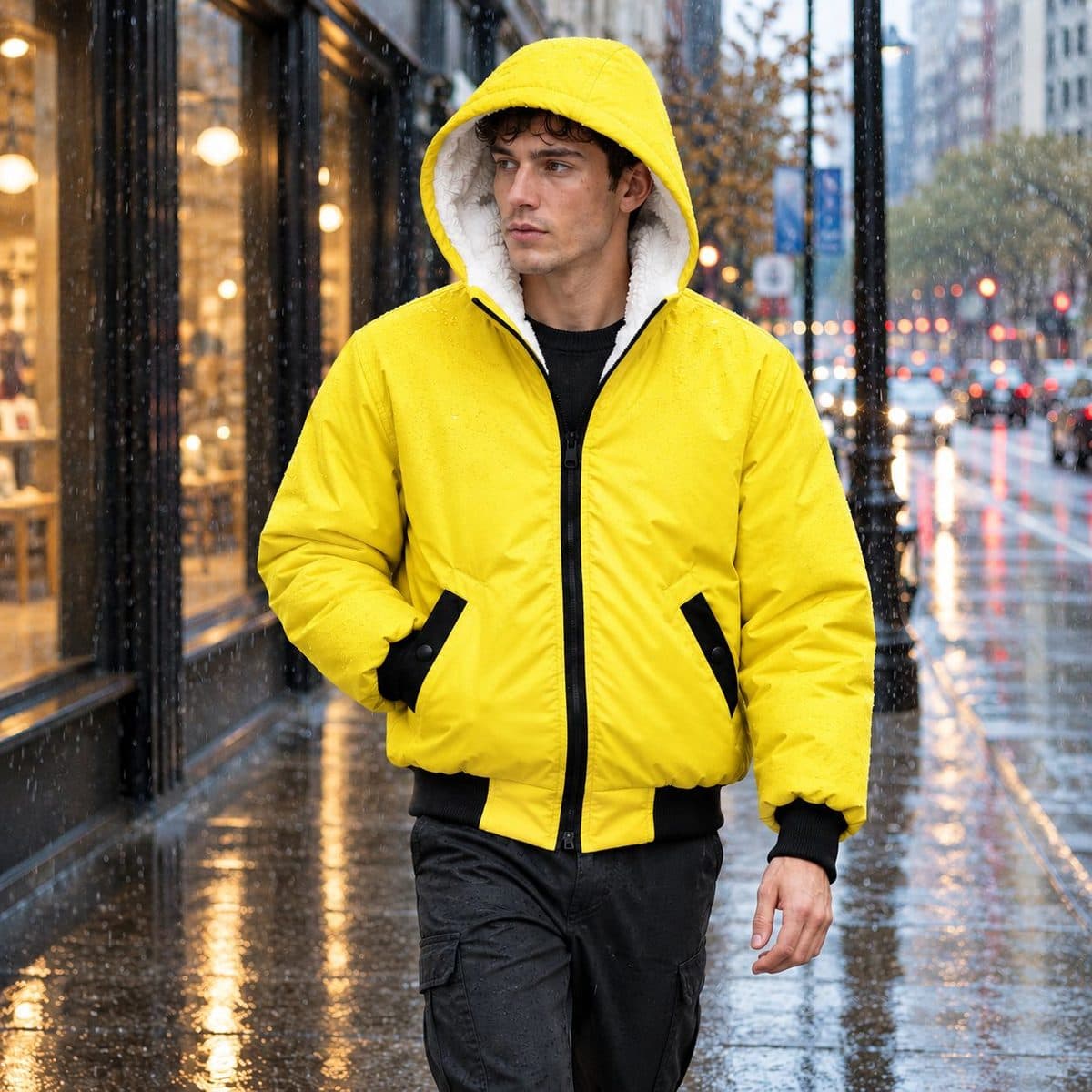 سوییشرت مردانه زرد داخل تمام خز مدل adidas — تصویر ۲