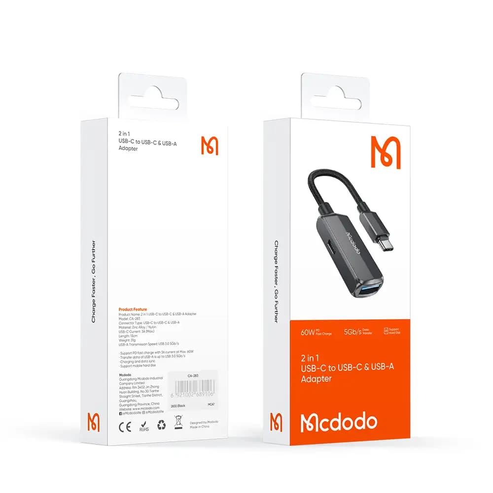 هاب تبدیل OTG مک دودو مدل CA-2830 دو کاره USB-C به USB کد 9165 — تصویر ۴