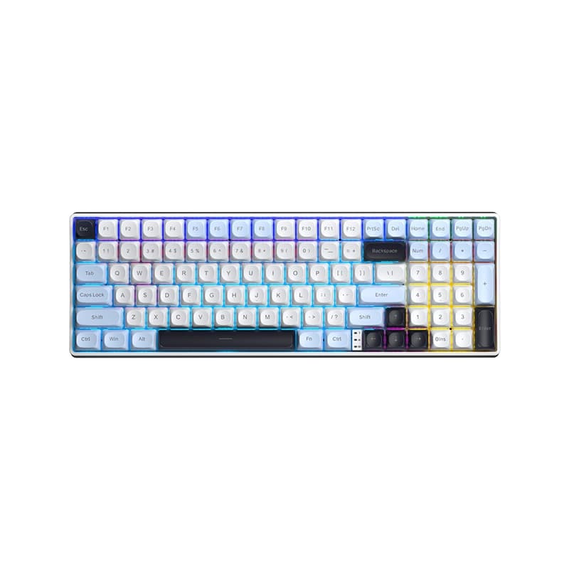 کیبورد بی سیم گیمینگ آئولا AULA S100 PRO BLACK+BLUE+WHITE BROWN SWITCH کد 9249 — تصویر ۲